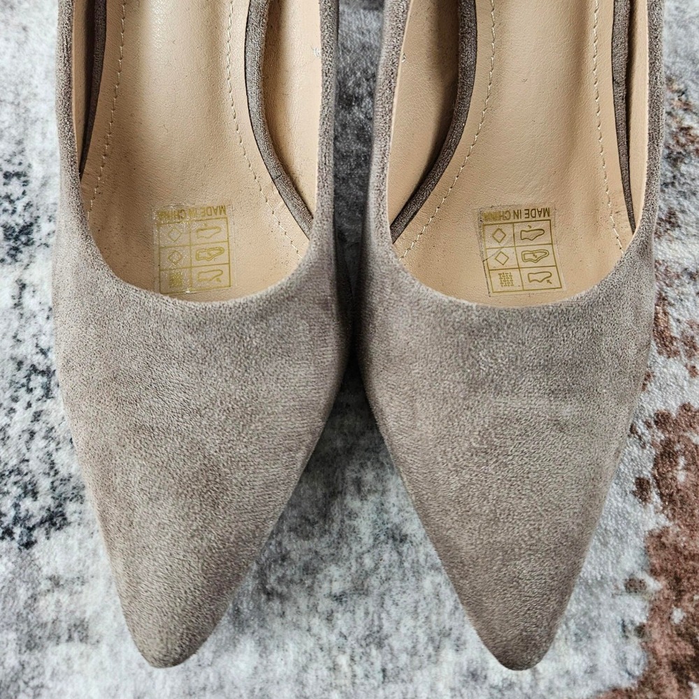 VICI Block Heels Pumps Womens 8 Jasmin Taupe Suede Pointed Toe Faux Suede - Picture 3 of 13